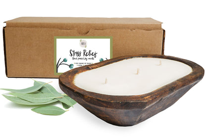 Aira Dough Bowl Candle – Organic Soy Wax, Hand-Carved Wood Bowl, Vegan & Kosher, 13 oz