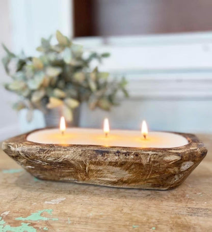 Aira Dough Bowl Candle – Organic Soy Wax, Hand-Carved Wood Bowl, Vegan & Kosher, 13 oz