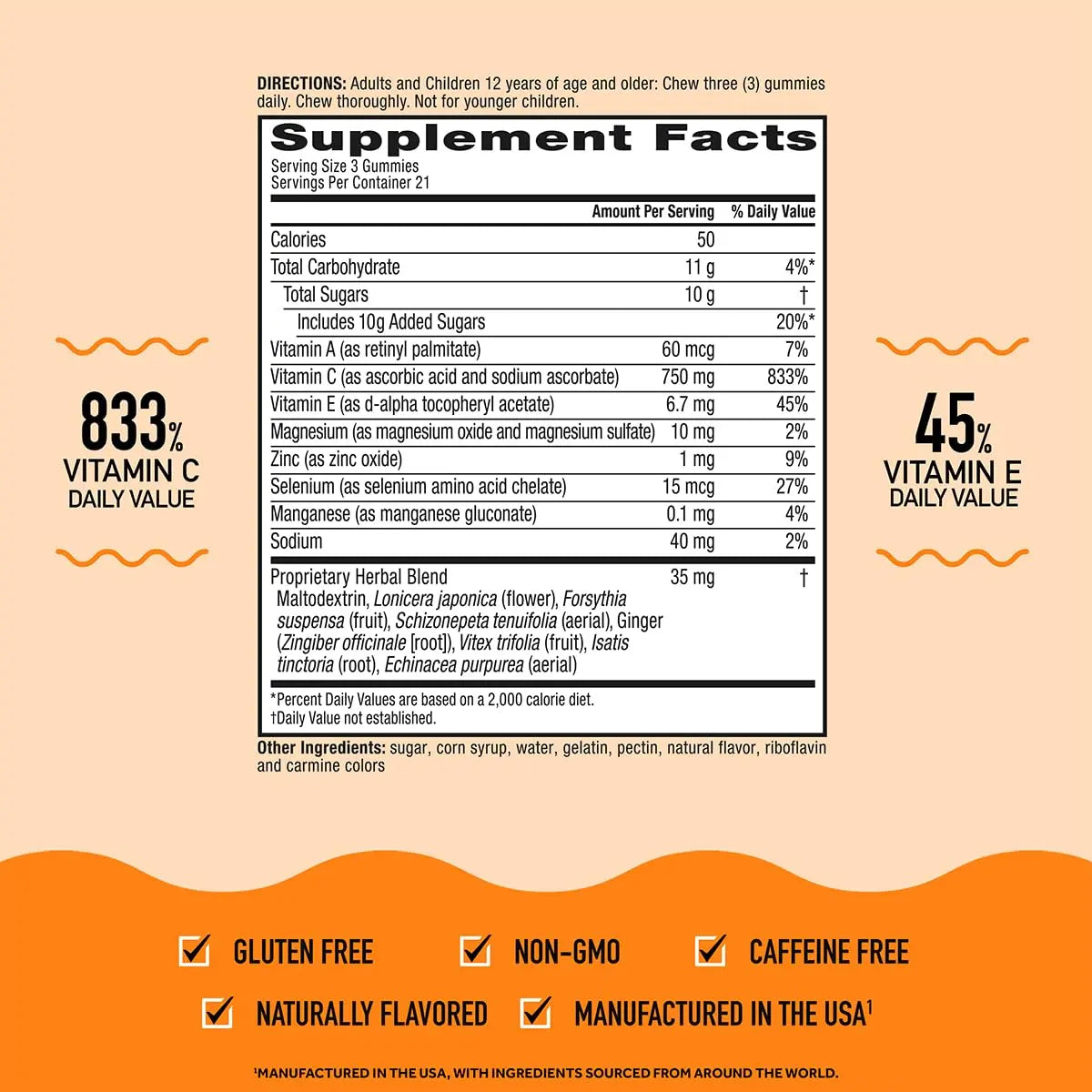 Airborne 750mg Vitamin C Gummies – Immune Support, Zesty Orange, Gluten Free (63 Gummies, 4 Pack) BritishVita | Premium UK Vitamins & Wellness Supplements