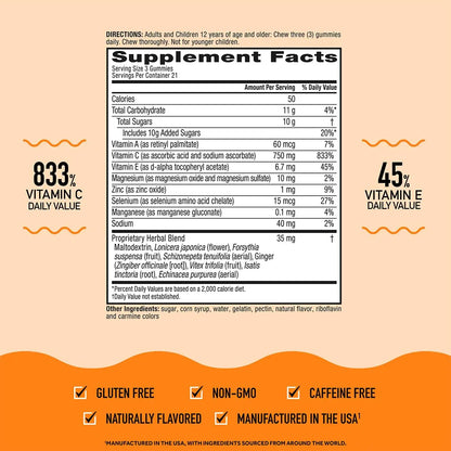 Airborne 750mg Vitamin C Gummies – Immune Support, Zesty Orange, Gluten Free (63 Gummies, 4 Pack) BritishVita | Premium UK Vitamins & Wellness Supplements