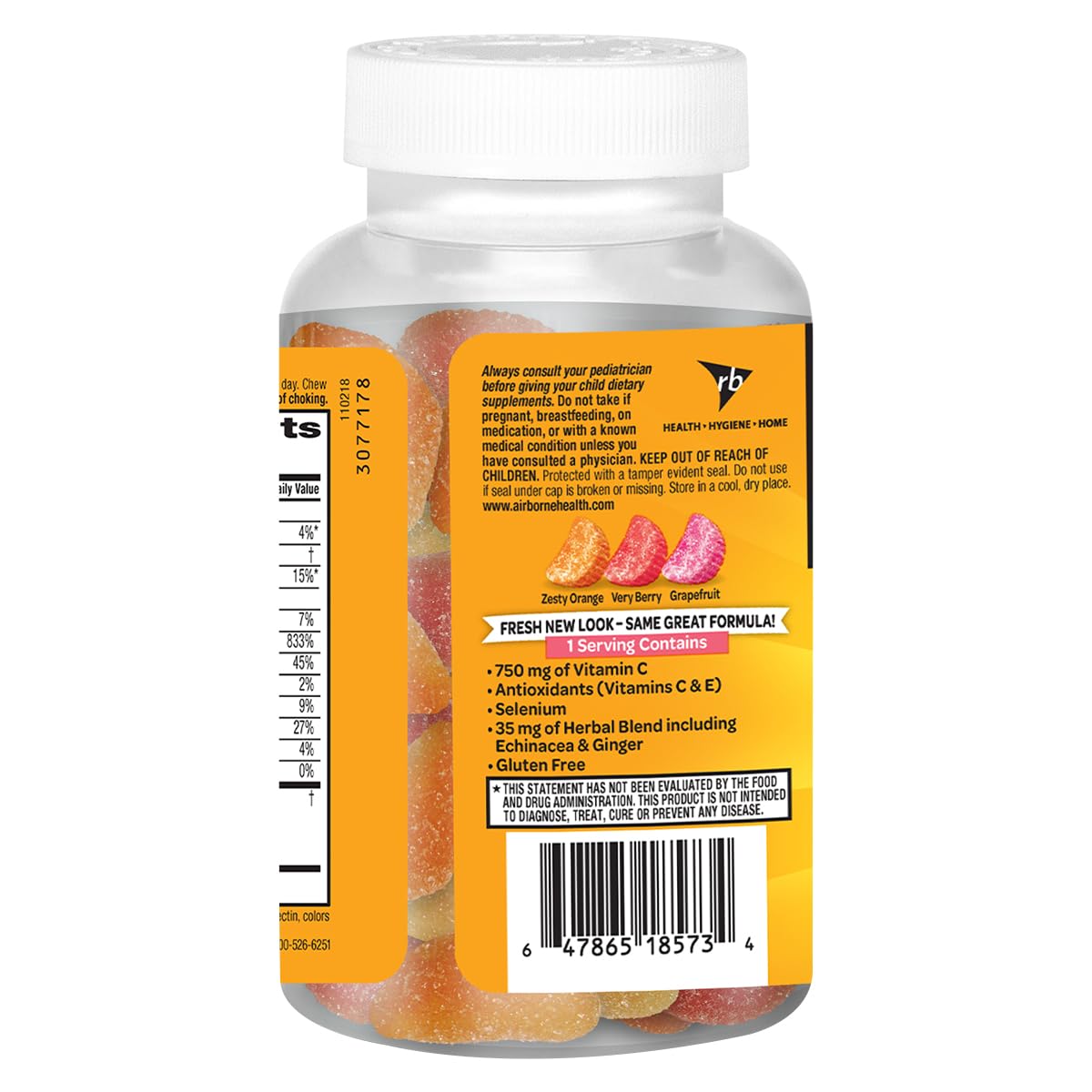 Airborne 750mg Vitamin C Immune Support Gummies for Adults - Assorted Fruit Flavor, Gluten Free - 42 Gummies (2 Pack)
