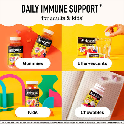 Airborne 750mg Vitamin C Immune Support Gummies for Adults - Assorted Fruit Flavor, Gluten Free - 42 Gummies (2 Pack)