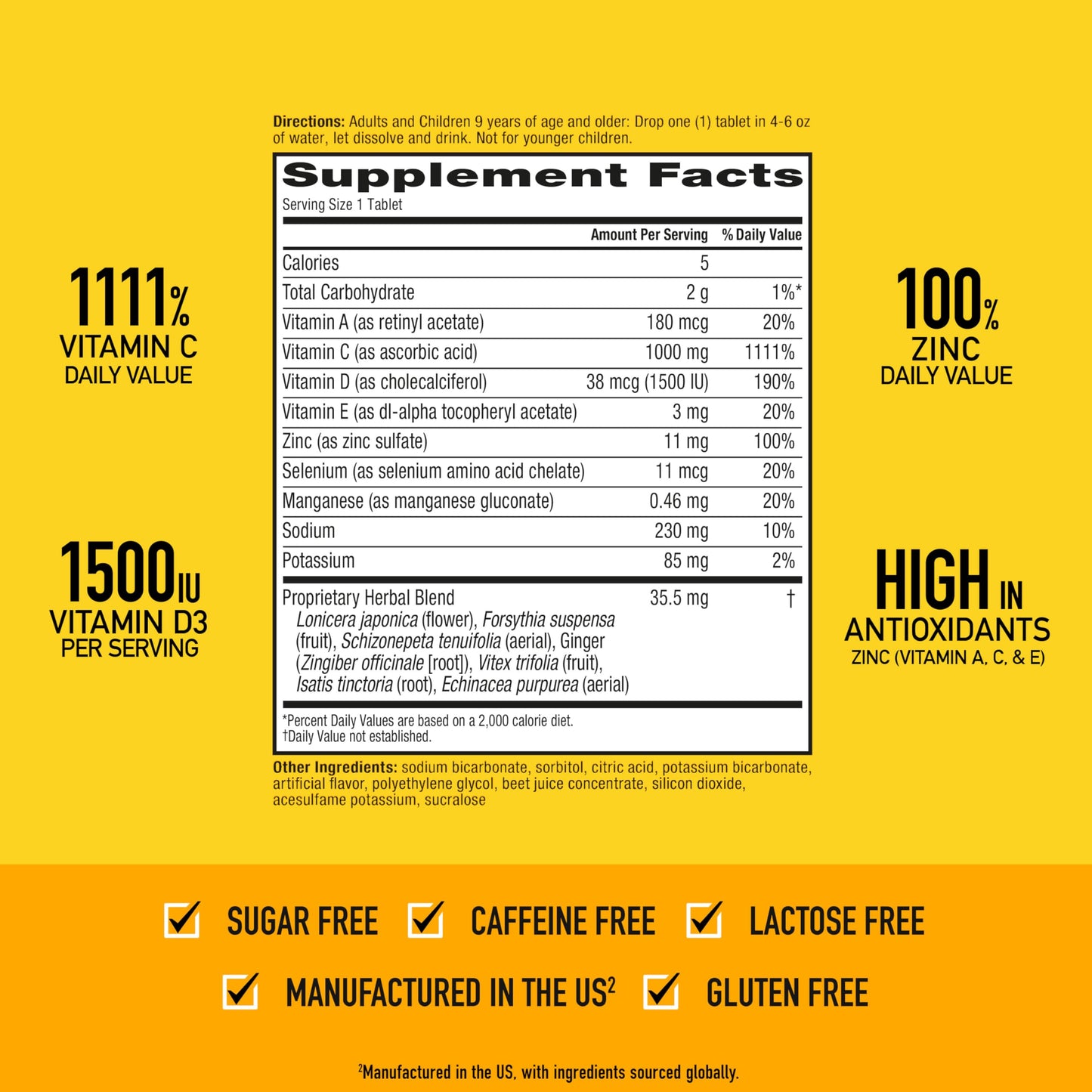 Vitamin C 1000mg Immune Support Tablets | Airborne Very Berry 36 Ct