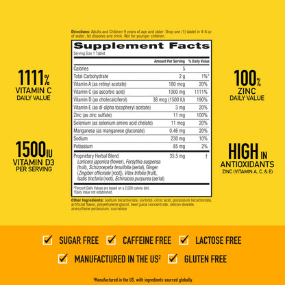 Vitamin C 1000mg Immune Support Tablets | Airborne Very Berry 36 Ct