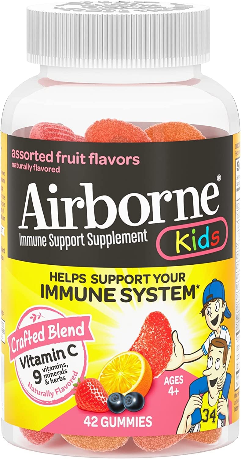 Airborne Immune Support Gummies for Kids – Vitamin C 500mg + Zinc, Gluten Free, 42 Gummies (2 Pack)