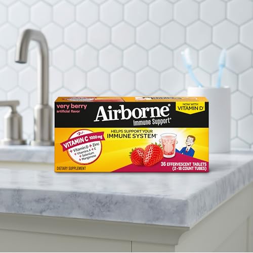 Vitamin C 1000mg Immune Support Tablets | Airborne Very Berry 36 Ct