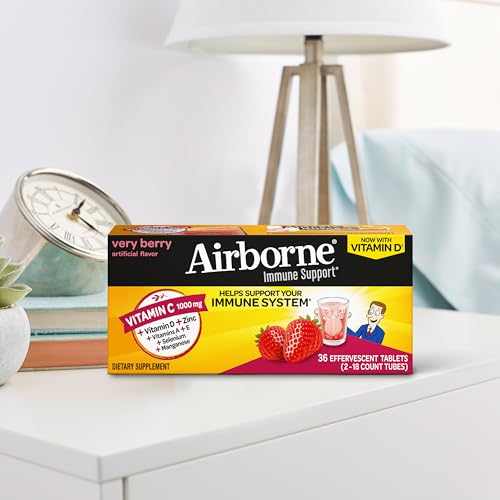 Vitamin C 1000mg Immune Support Tablets | Airborne Very Berry 36 Ct