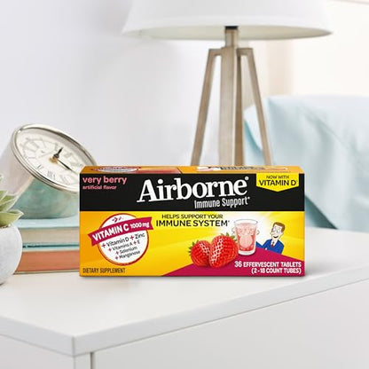 Vitamin C 1000mg Immune Support Tablets | Airborne Very Berry 36 Ct