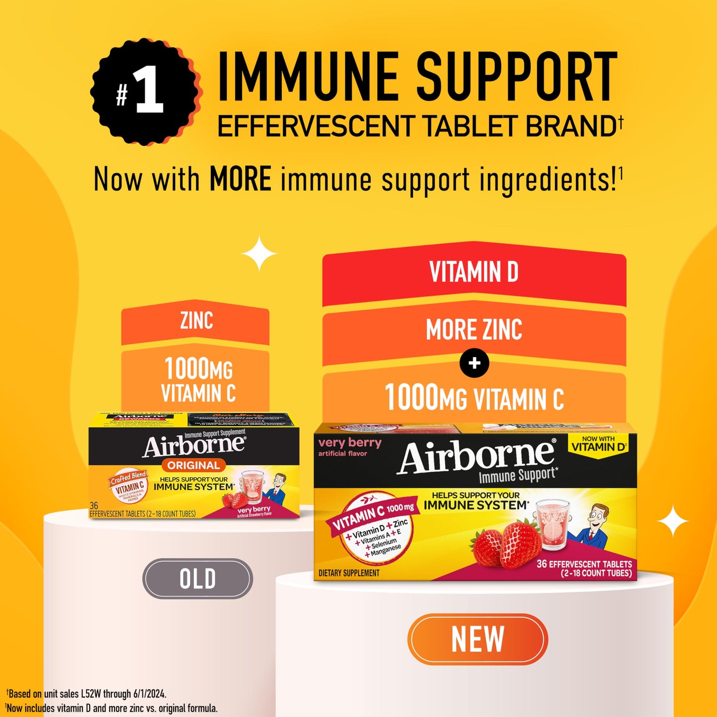 Vitamin C 1000mg Immune Support Tablets | Airborne Very Berry 36 Ct