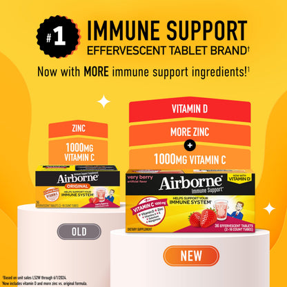 Vitamin C 1000mg Immune Support Tablets | Airborne Very Berry 36 Ct