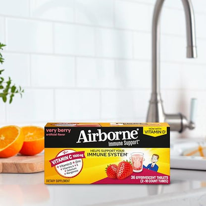 Vitamin C 1000mg Immune Support Tablets | Airborne Very Berry 36 Ct