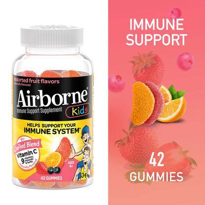 Airborne Immune Support Gummies for Kids – Vitamin C 500mg + Zinc, Gluten Free, 42 Gummies (2 Pack)