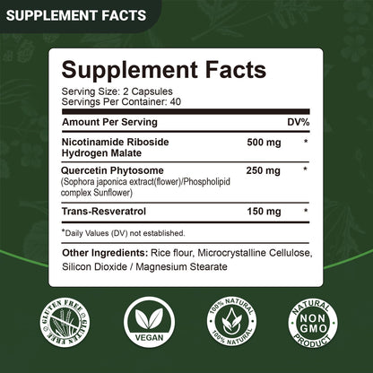 Airboy Liposomal Nicotinamide Riboside 900 mg – NAD+ Support with Resveratrol & Quercetin | 80 Capsules (2 Pack)