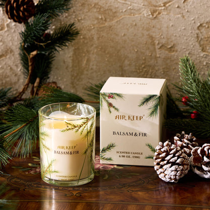 Airkeep Balsam & Fir Scented Candle – 6.98 oz Jar, 44h Burn Time | Holiday Gift, Fall Fragrance