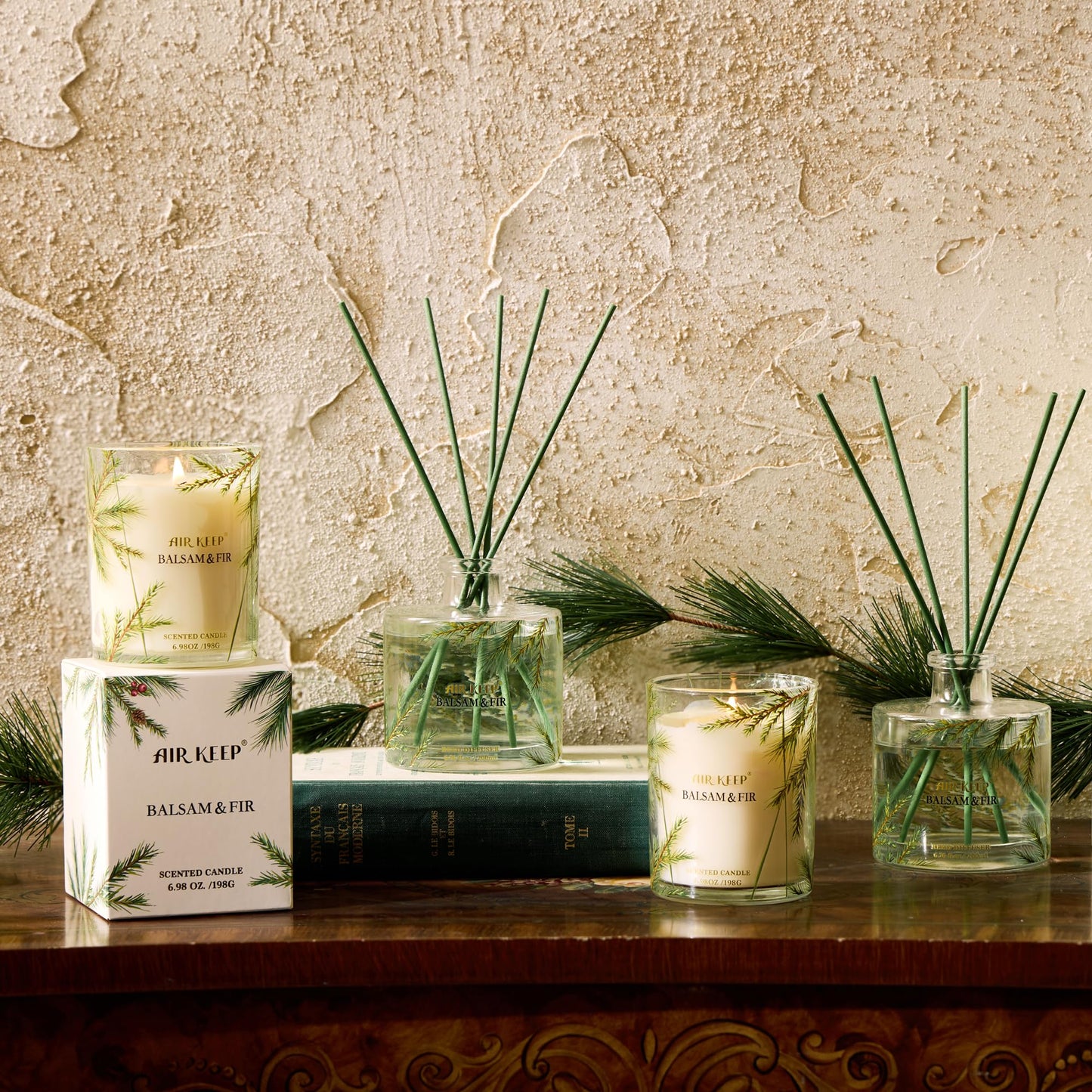 Airkeep Balsam & Fir Scented Candle – 6.98 oz Jar, 44h Burn Time | Holiday Gift, Fall Fragrance