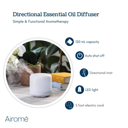 Airomé Simple 120 mL BPA-Free Diffuser with Directional Mist & LED Light