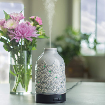 Airome Jasmine Medium Ceramic Diffuser - 100 mL Ultrasonic with 8 LED Colors