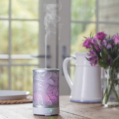 Airome Silverleaf Medium Diffuser | 100 mL Ultrasonic Diffuser with 8 LED Lights