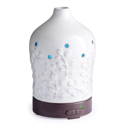 Airome Willow Medium Ceramic Essential Oil Diffuser - 100 mL Ultrasonic, 8 LED Lights, Auto Shut-Off
