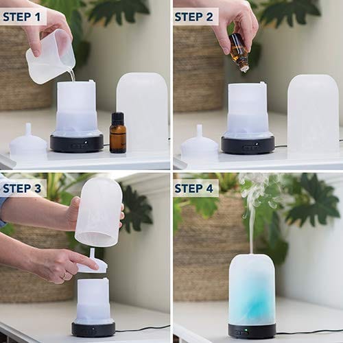 Airome Obsidian Medium Essential Oil Diffuser - 100 mL Ultrasonic Humidifier with 8 LED Lights