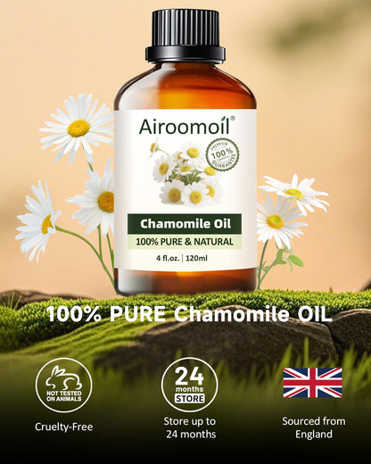 Airoomoil Chamomile Essential Oil - 4 oz / 120 ml, 100% Natural