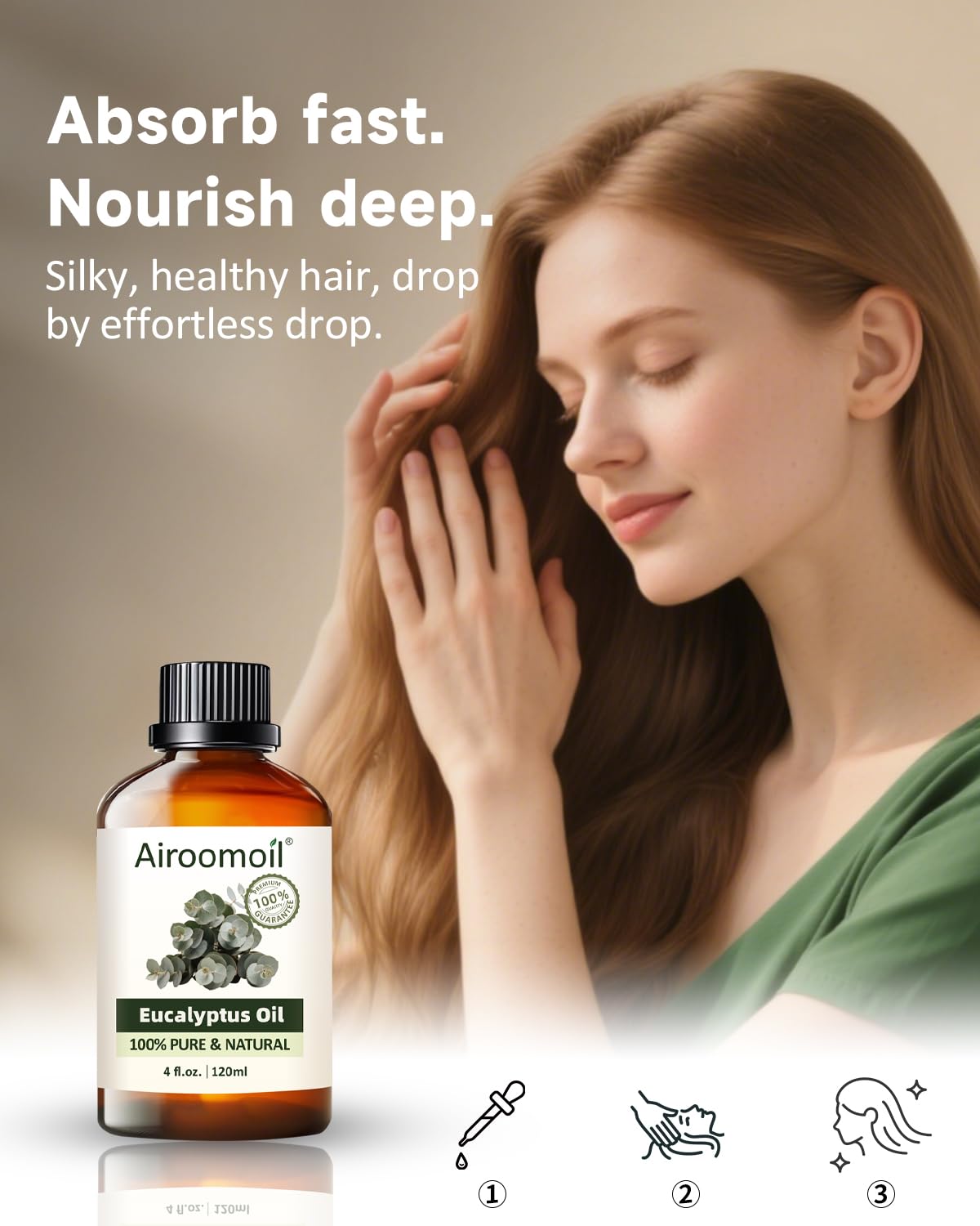 Airoomoil Pure Eucalyptus Essential Oil – 4 Fl Oz (120 ml), 100% Natural, Premium Grade