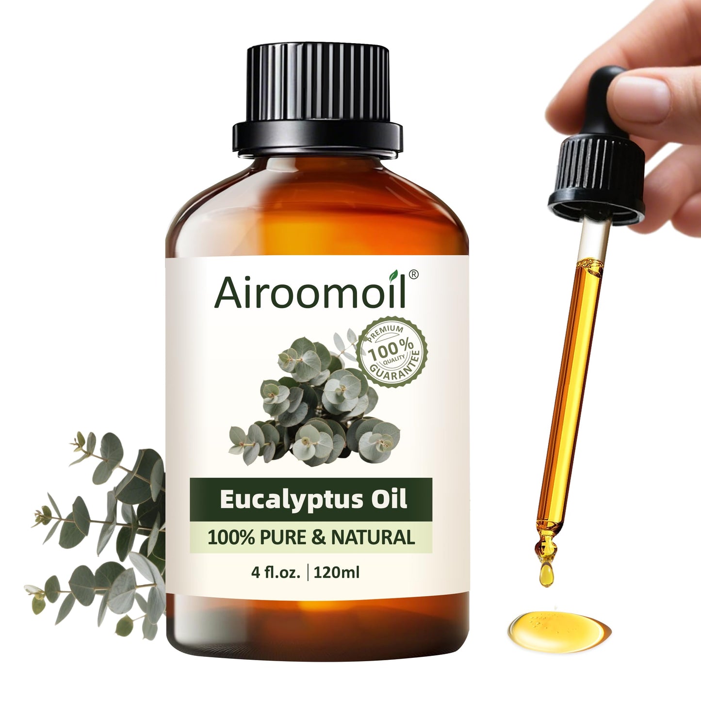 Airoomoil Pure Eucalyptus Essential Oil – 4 Fl Oz (120 ml), 100% Natural, Premium Grade