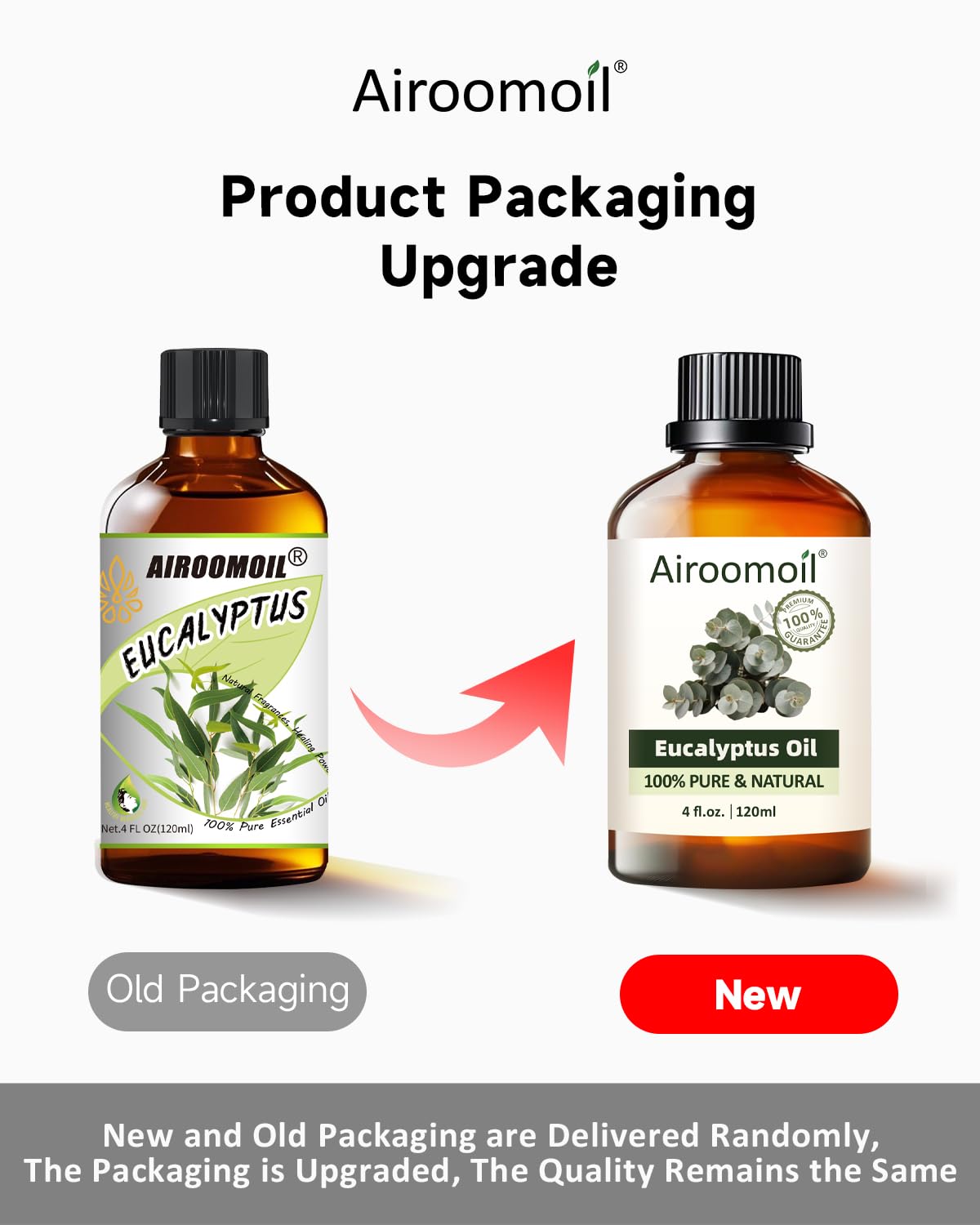 Airoomoil Pure Eucalyptus Essential Oil – 4 Fl Oz (120 ml), 100% Natural, Premium Grade