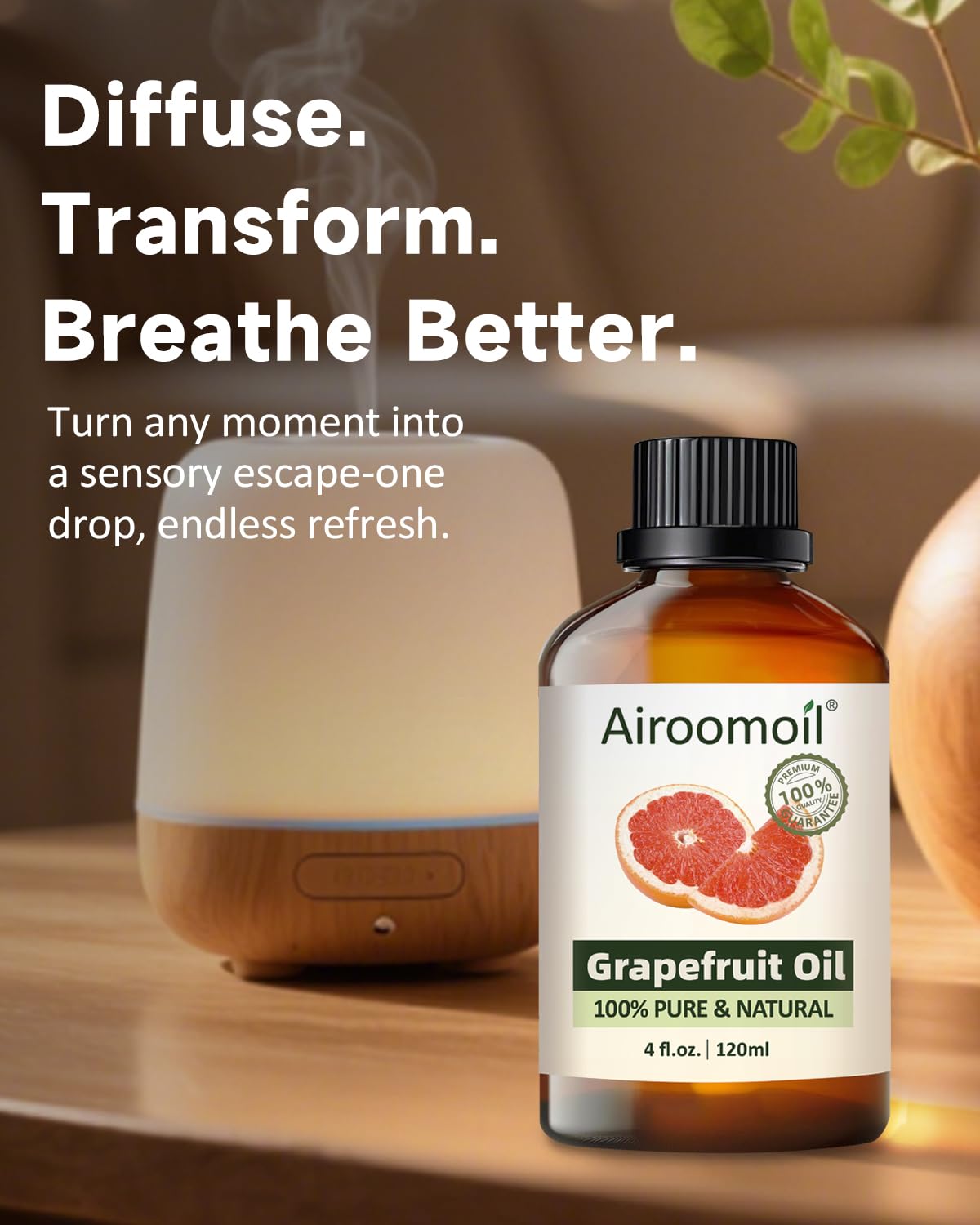 Airoomoil Grapefruit Essential Oil - Pure Citrus Scent for Diffusers & DIY (4 Oz)