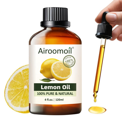 Airoomoil Pure Lemon Essential Oil – 100% Natural, Premium Grade (4 fl oz, 120 ml)
