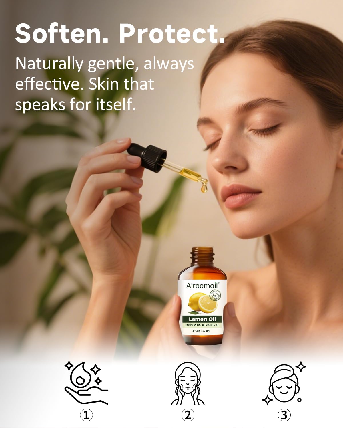 Airoomoil Pure Lemon Essential Oil – 100% Natural, Premium Grade (4 fl oz, 120 ml)