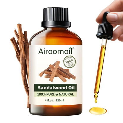 Airoomoil Pure Sandalwood Essential Oil – 4 oz (120 ml), Premium Grade for Diffusers, Skin & Aromatherapy