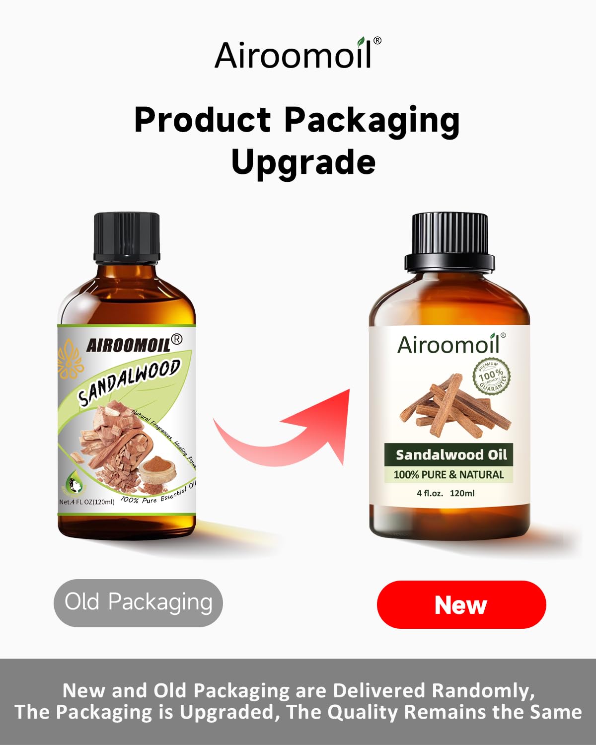 Airoomoil Pure Sandalwood Essential Oil – 4 oz (120 ml), Premium Grade for Diffusers, Skin & Aromatherapy