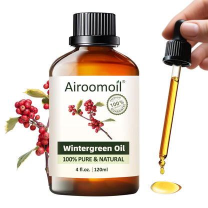 Airoomoil Wintergreen Essential Oil - 100% Natural, 4oz/120ml