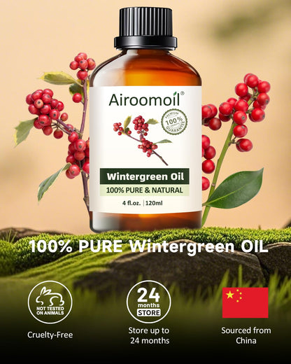 Airoomoil Wintergreen Essential Oil - 100% Natural, 4oz/120ml