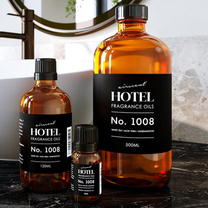 AirScent Hotel Diffuser Oil No. 1008 – White Tea, Aloe Vera & Sandalwood | Hotel Scent Dupe | 10 mL Glass Bottle