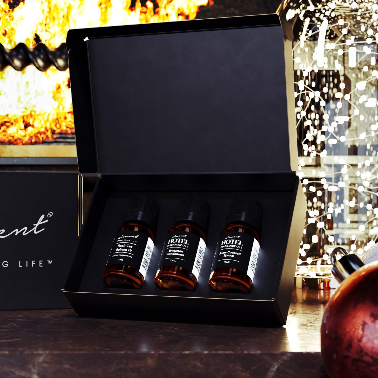 AirScent Christmas Tree Diffuser Oil 3 Pack Gift Set - 10 mL Each | Evergreen Wonderland, Balsam Fir & Snow Spruce