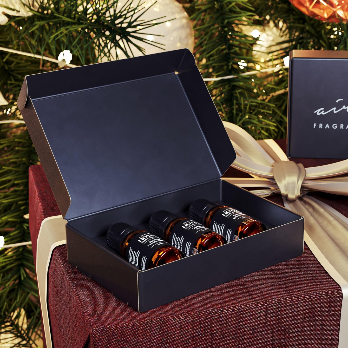 AirScent Holiday Diffuser Oil Gift Set - 3x10 mL (Bourbon Pumpkin Spice, Christmas Wreath, Fireside Spiced Cider)