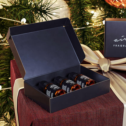 AirScent Holiday Diffuser Oil Gift Set - 3x10 mL (Bourbon Pumpkin Spice, Christmas Wreath, Fireside Spiced Cider)
