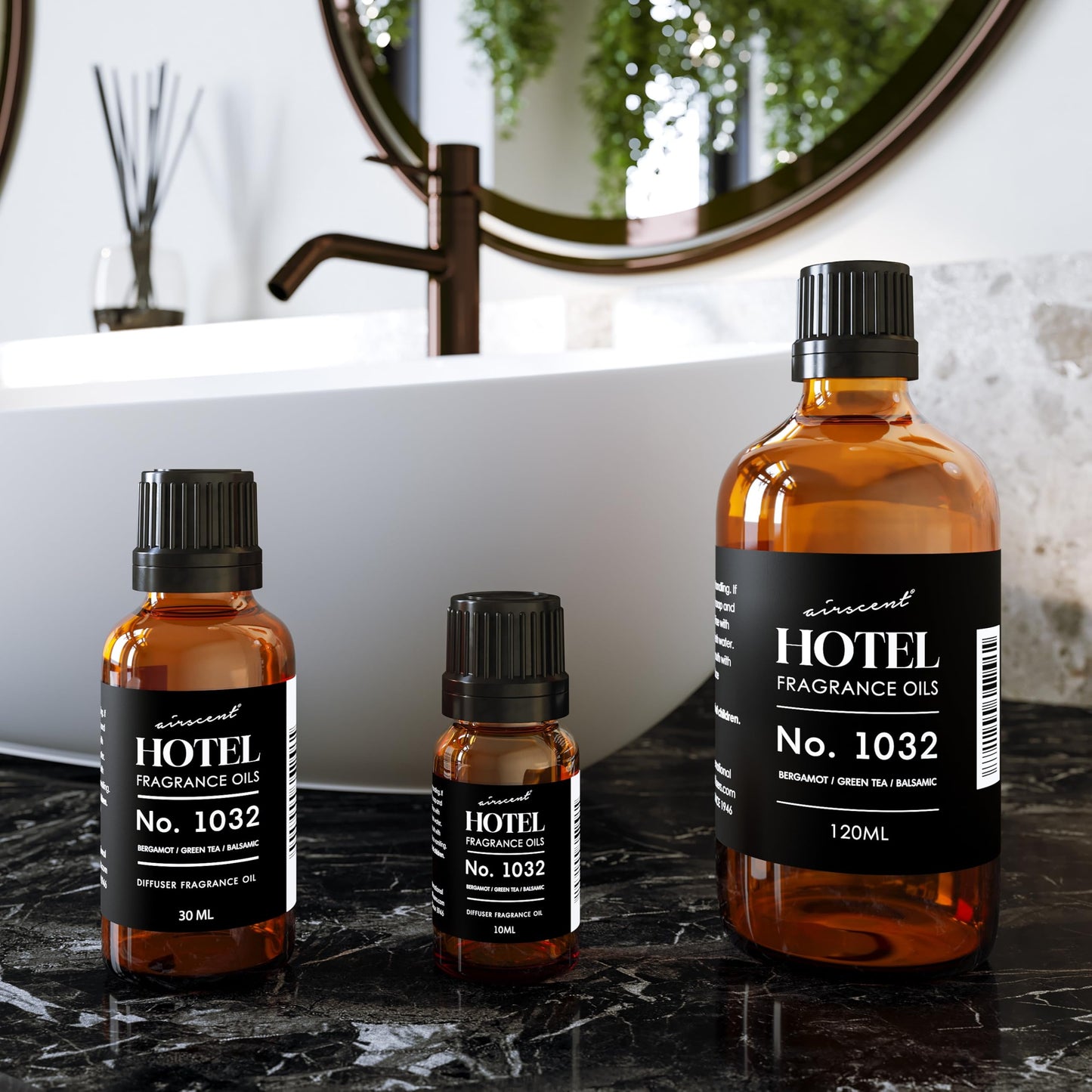 AirScent Hotel Diffuser Oil No. 1032 – Bergamot Green Tea, Hotel Scent Dupe | 120 mL Glass Bottle