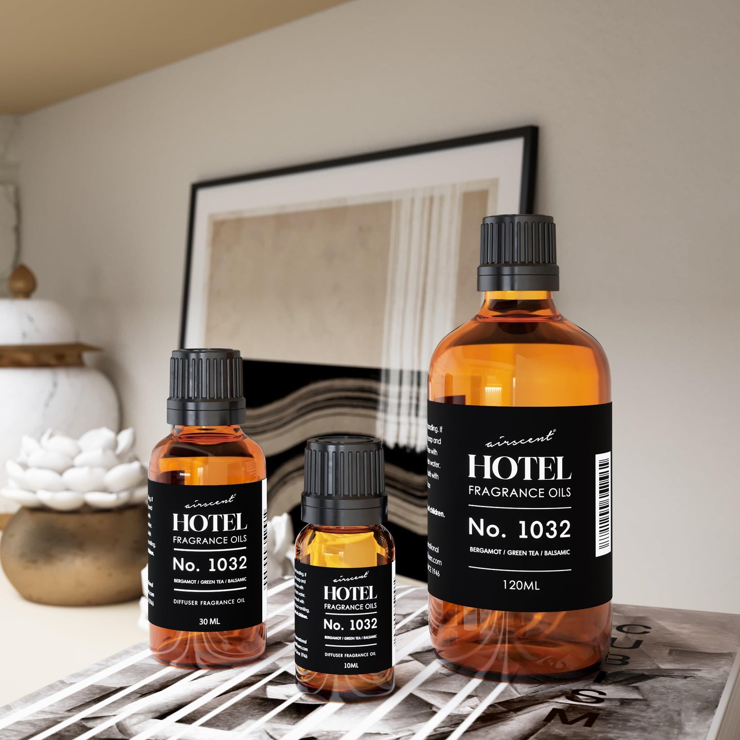 AirScent Hotel Diffuser Oil No. 1032 – Bergamot Green Tea, Hotel Scent Dupe | 120 mL Glass Bottle
