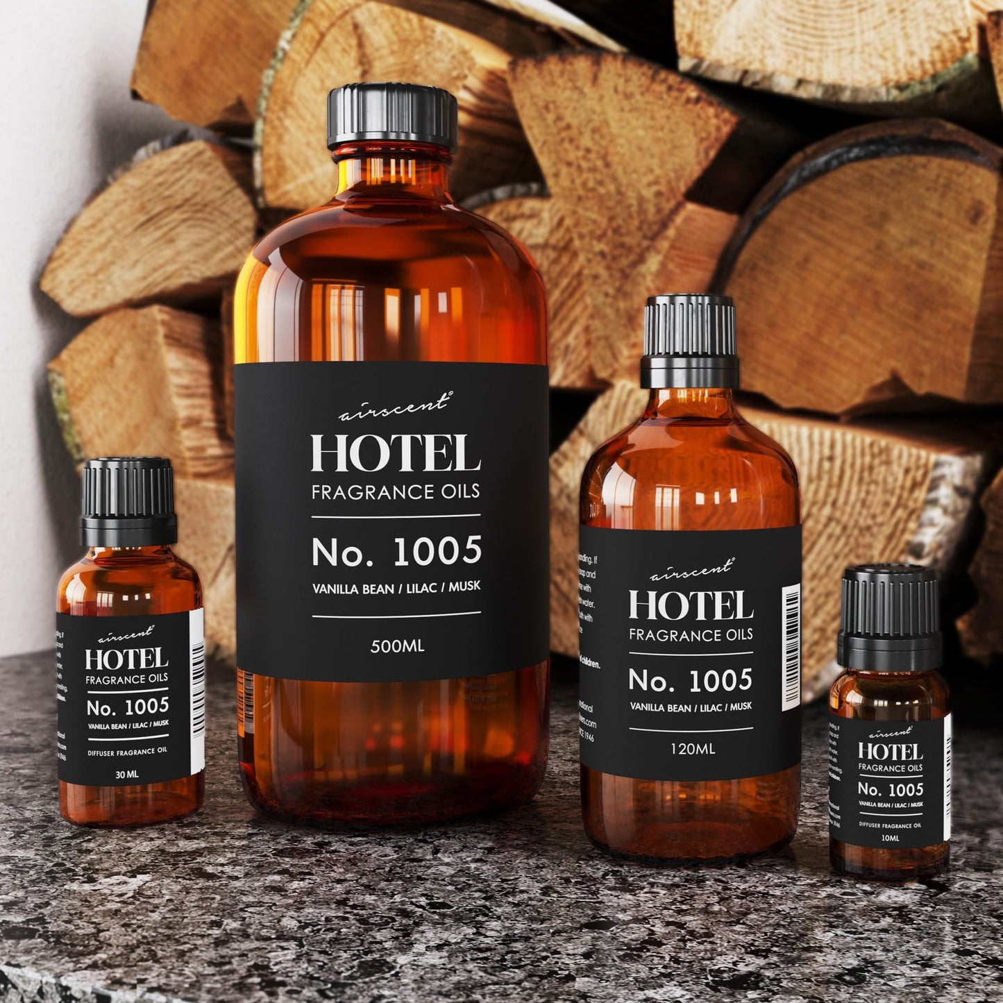 AirScent Hotel Diffuser Oil No. 1005 - Vanilla Bean Lilac Sandalwood | Premium Fragrance Oil 120 mL Glass Bottle