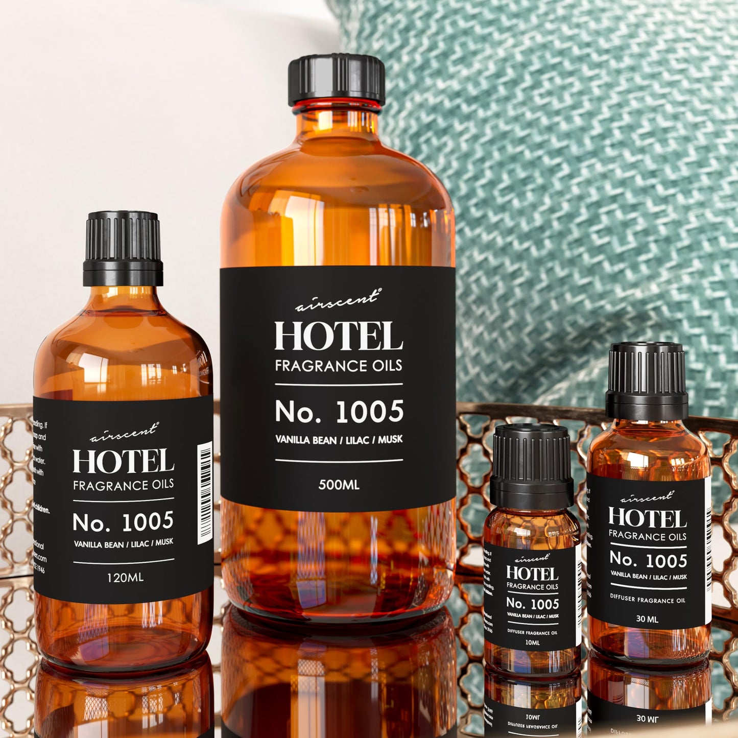AirScent Hotel Diffuser Oil No. 1005 - Vanilla Bean Lilac Sandalwood | Premium Fragrance Oil 120 mL Glass Bottle