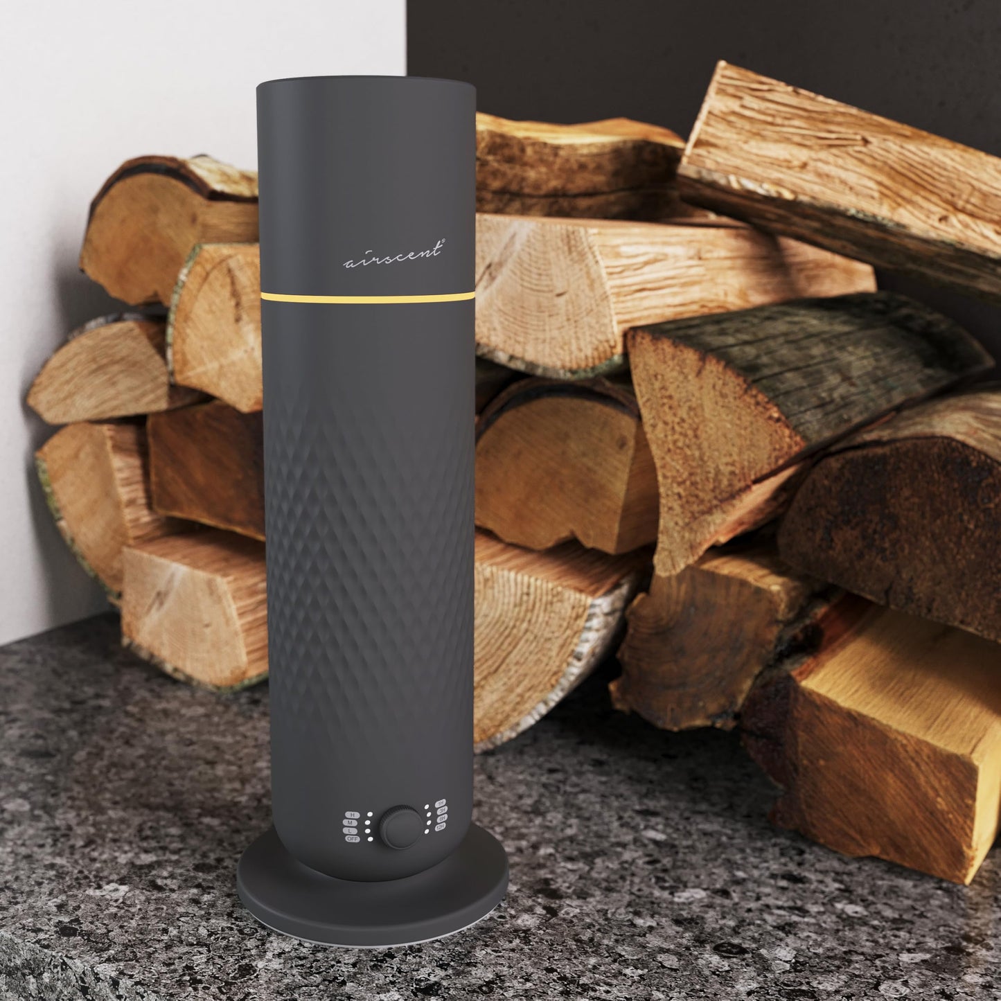 AirScent Waterless Diffuser 4.05 Oz (Black) – No Water Needed, Quiet Night Light