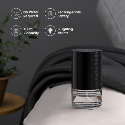 Airversa AN5 Black Waterless Diffuser 100mL – Premium Metal Nebulizer, Battery Operated