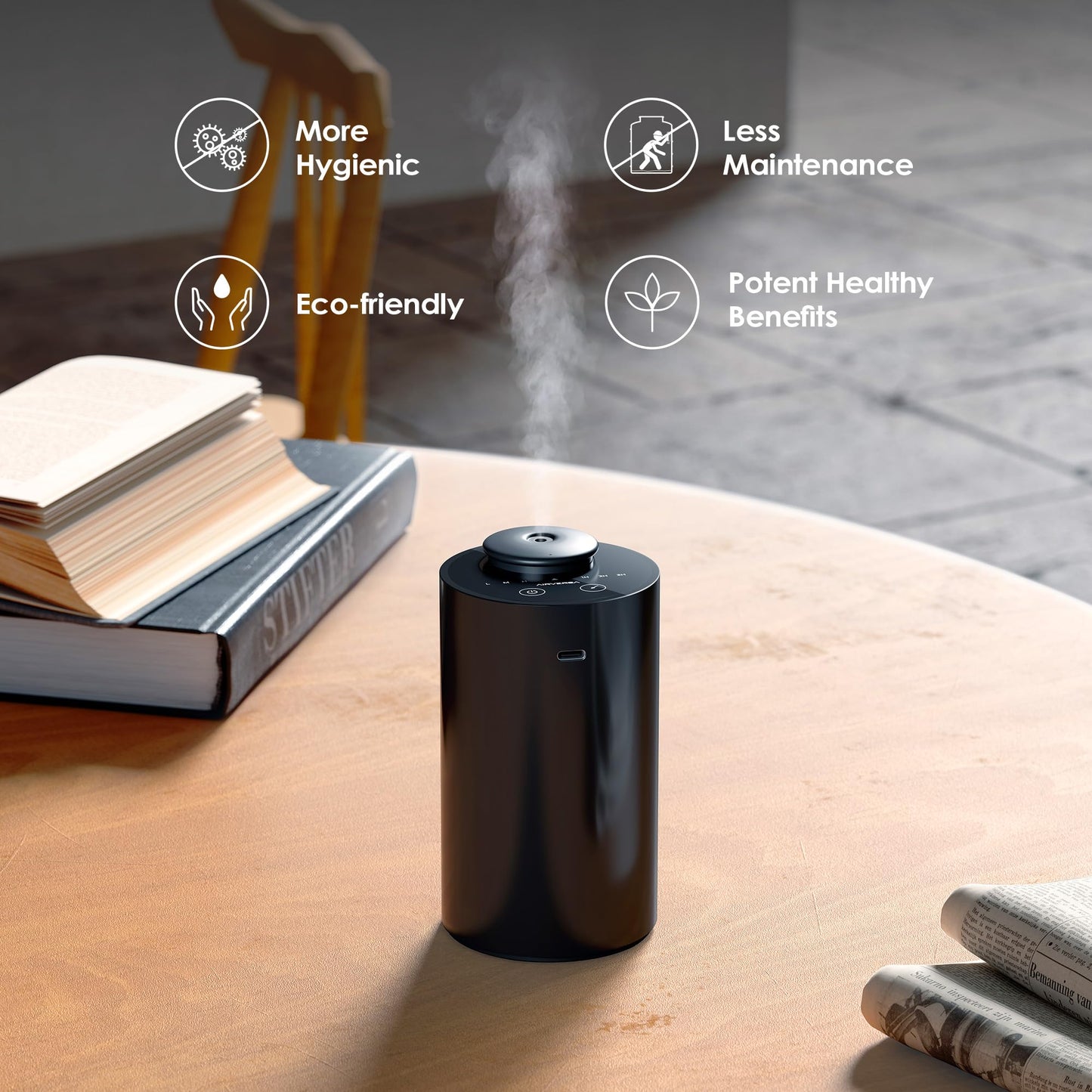 Airversa AN6 Black Waterless Diffuser – Battery-Operated Nebulizer, 20mL
