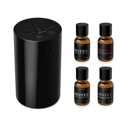 Airversa AN8 Kit Black – Waterless Essential Oil Diffuser Starter Kit with 4x10mL Fragrance Oils