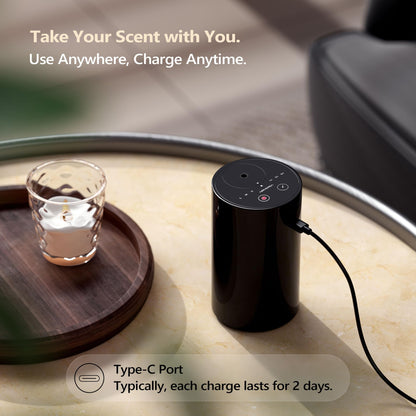 Airversa AN8 Kit Black – Waterless Essential Oil Diffuser Starter Kit with 4x10mL Fragrance Oils