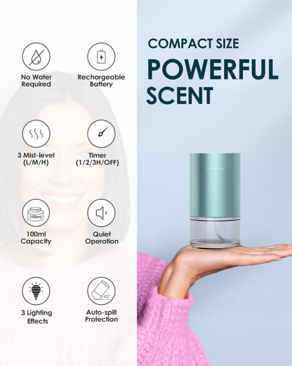 Airversa AN9 Mint Waterless Essential Oil Diffuser – 100mL, Battery-Operated