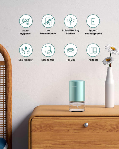 Airversa AN9 Mint Waterless Essential Oil Diffuser – 100mL, Battery-Operated